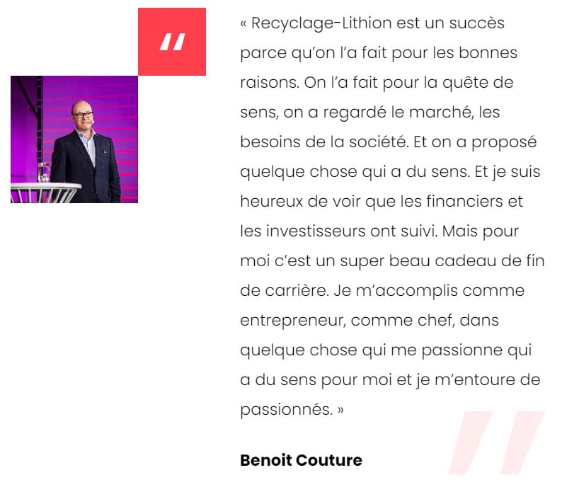 Quand la quête de sens devient un guide : l’histoire de Benoit Couture de Recyclage Lithion